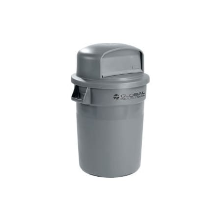 Global¿ Plastic Trash Can With Dome Lid - 32 Gallon Gray